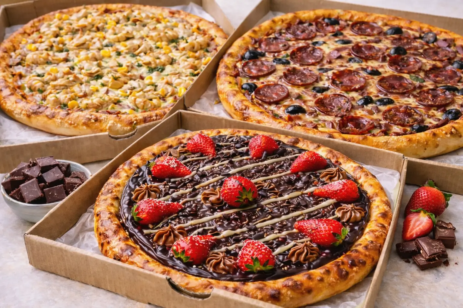 2 Pizzas GG + Pizza Doce G